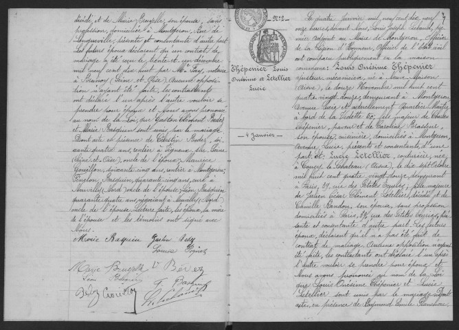 MONTGERON. - Mariages : registre d'état civil.