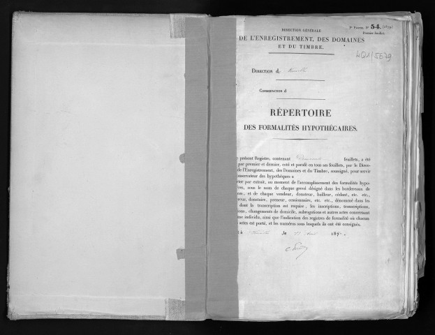 Conservation des hypothèques de CORBEIL. - Répertoire des formalités hypothécaires, volume n° 272 : A-Z (registre ouvert en 1880). 