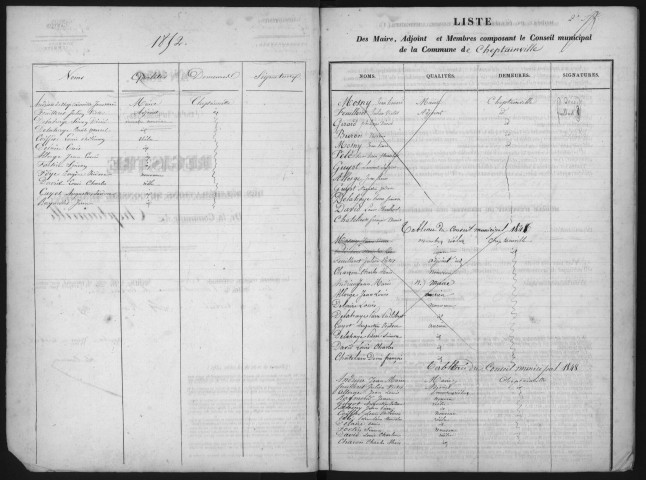 CHEPTAINVILLE. - Administration générale de la commune. - Registre des délibérations du conseil municipal [1839-janvier 1855]. 