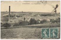 ESSONNES. - Les papeteries, 1916, 9 lignes, 2x5 c, ad. 