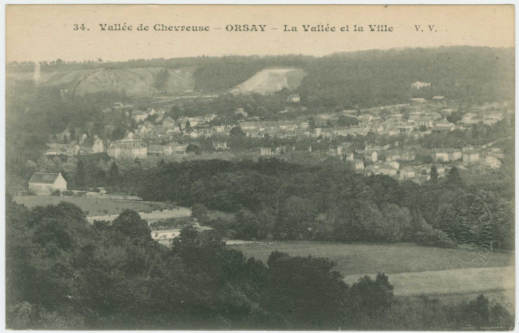 ORSAY. - La vallée et la ville. Edition V V, 1924, 1 timbre à 10 centimes. 