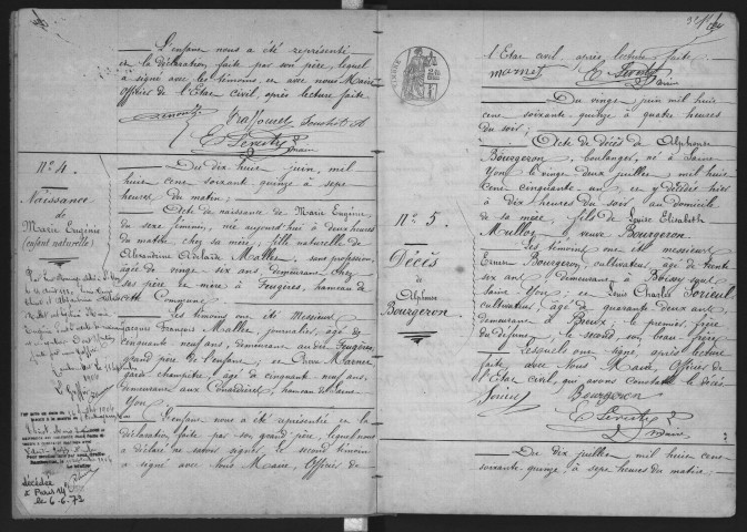 SAINT-YON.- Naissances, mariages, décès : registre d'état civil (1875-1900). 