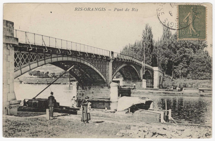 RIS-ORANGIS. - Pont de Ris [1920, timbre à 15 centimes]. 