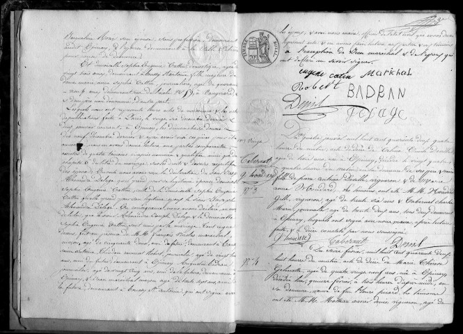 EPINAY-SOUS-SENART. Naissances, mariages, décès : registre d'état civil (1842-1865). 
