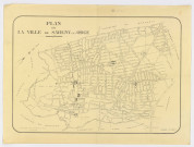 Plan de SAVIGNY-SUR-ORGE dressé d'après le plan d'aménagement et d'extension, 1935. Ech. 1/3 000. N et B. Dim. 0,70 x 0,92. 