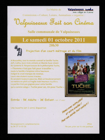 VALPUISEAUX.- Valpuiseaux fait son cinéma, Salle communale, 1er octobre 2011. 