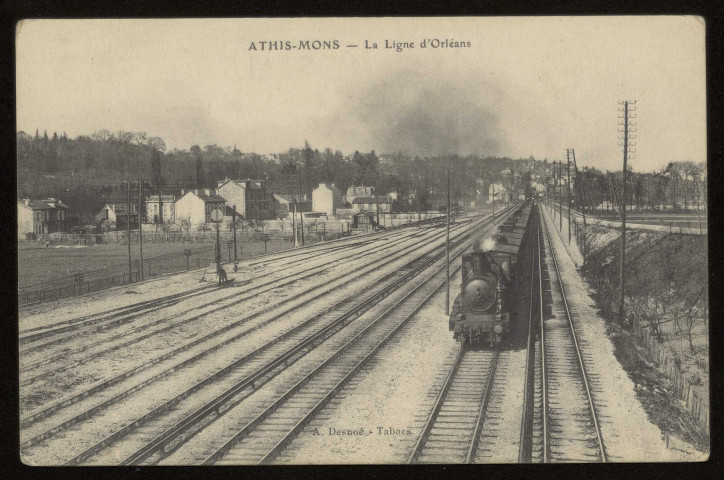 ATHIS-MONS. - La ligne d'Orléans. Edition Desnoé, tabacs. 
