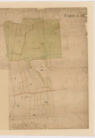 CHAMARANDE. - Vers Etréchy, carte 2 (boussole identique à 39 J 49), s.d., 80 x 80 cm. 