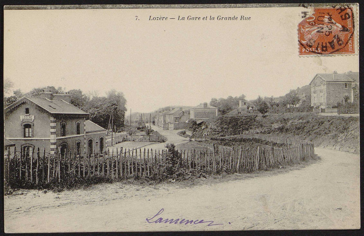 Palaiseau.- Lozère : La gare et la Grande Rue (24 janvier 1909). 