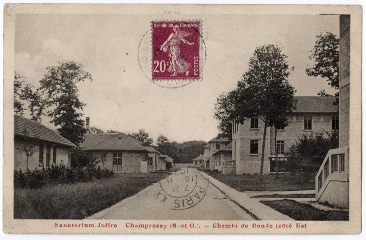 DRAVEIL. - Sanatorium Joffre. champrosay. Chemin de ronde ( côté est). Bréger (1933), 2 mots, 20 c, ad. 