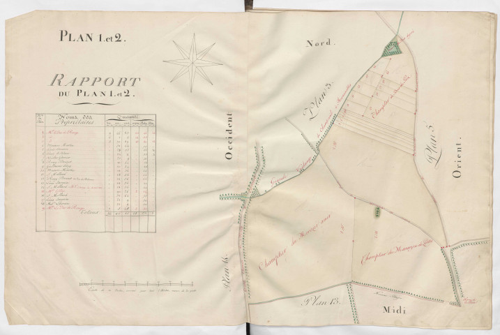 Atlas des plans du domaine de Nainville, fiefs de Royville, les Fontaines et Auxonnettes appartenant à Anne Jean Marie René Savary, duc de Rovigo, établi par Brichard, géomètre à Champcueil.