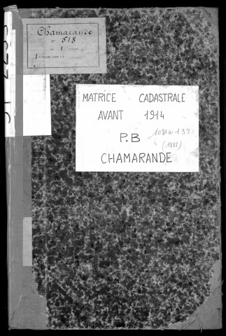 CHAMARANDE. - Matrice des propriétés bâties [cadastre rénové en 1933]. 