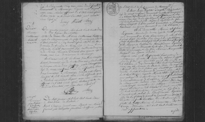 MENNECY. Naissances, mariages, décès : registre d'état civil (1832-1837). 