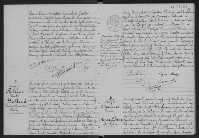 BRUNOY.- Mariages : registre d'état civil (1936). 