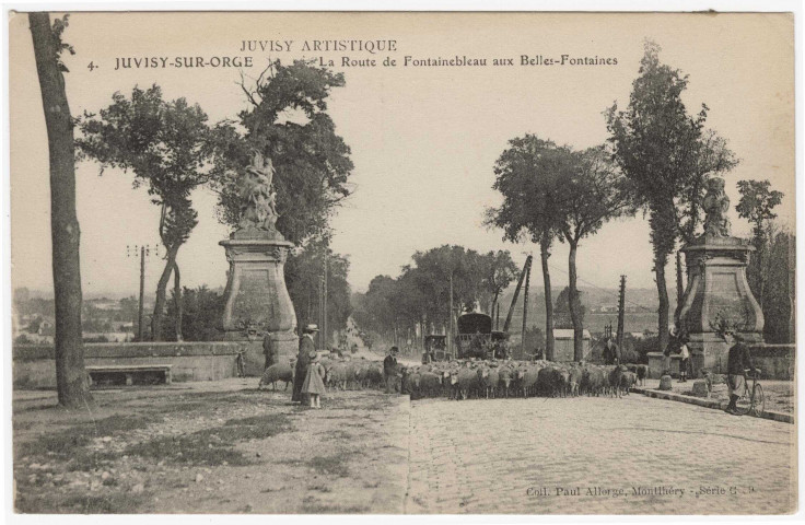 JUVISY-SUR-ORGE. - La route de Fontainebleau aux Belles-Fontaines. S. et O. Artistique, Paul Allorge (1917), 7 lignes. 