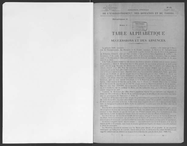LONGJUMEAU - Bureau de l'enregistrement. - Table des successions, vol. n°26 (1933 - 1938). 