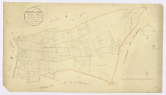 BRIERES-LES-SCELLES. - Section A - Vallée (la) et la Plaine, 3ème feuille, ech. 1/2500, coul., aquarelle, papier, 60x101 (1824). 