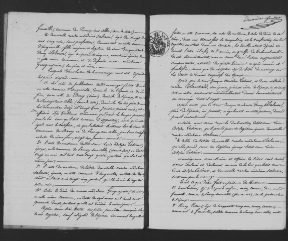 ANGERVILLE. Mariages : registre d'état civil (1848-1860). 