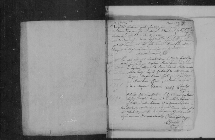 SAINT-CYR-LA-RIVIERE. Paroisse Saint-Cyr : Baptêmes, mariages, sépultures : registre paroissial (1761-1790). 