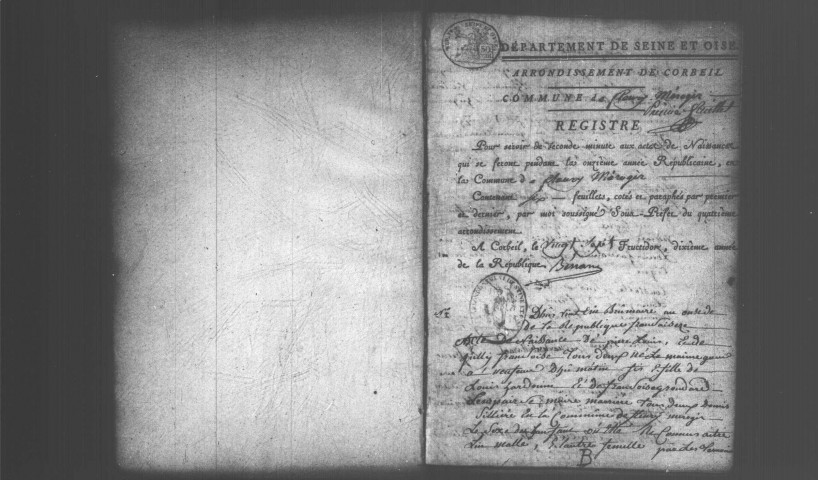 FLEURY-MEROGIS.- Naissances, mariages, décès : registre d'état civil (an XI-1814). 