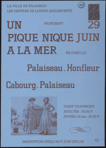 PALAISEAU.- Un pique nique à la mer en famille. Palaiseau-Honfleur. Cabourg-Palaiseau, [27 juin-29 juin 1980]. 
