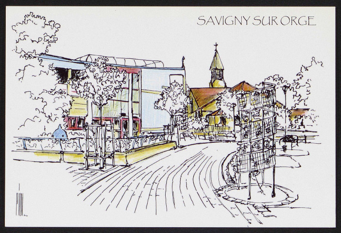 SAVIGNY-SUR-ORGE .- L'église Sainte-Thérèse et crèche les Dauphins (2007). 