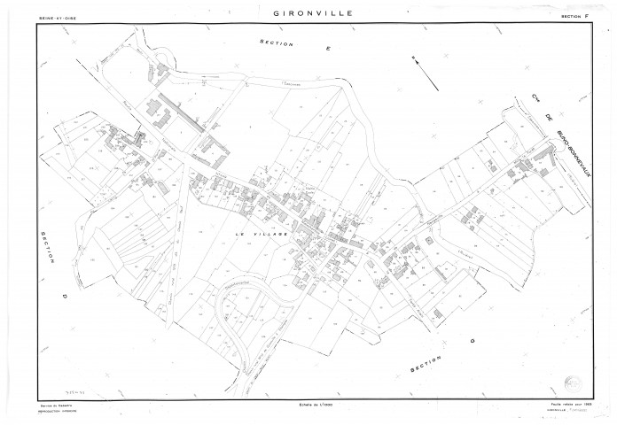 GIRONVILLE-SUR-ESSONNE. - Cadastre renouvelé pour 1953 : plan de la section F, [1 plan]. 