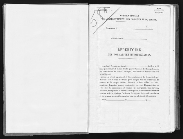 Conservation des hypothèques de CORBEIL. - Répertoire des formalités hypothécaires, volume n° 581 : A-Z (registre ouvert vers 1930). 