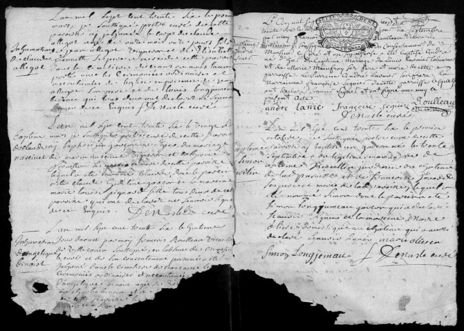 SOUZY-LA-BRICHE. - Registres paroissiaux. - Paroisse SAINT-LEU-SAINT-GILLES-DE-LA-BRICHE : baptêmes, mariages, sépultures, [lacunes : 1742]. Paroisse SAINT-MARTIN-DE-SOUZY : baptêmes, mariages, sépultures, (lacunes : 1737). 