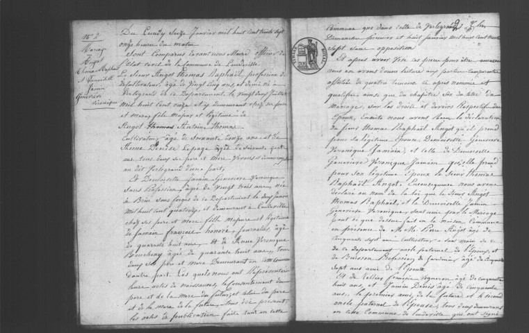 LEUDEVILLE. Naissances, mariages, décès : registre d'état civil (1837-1853). 