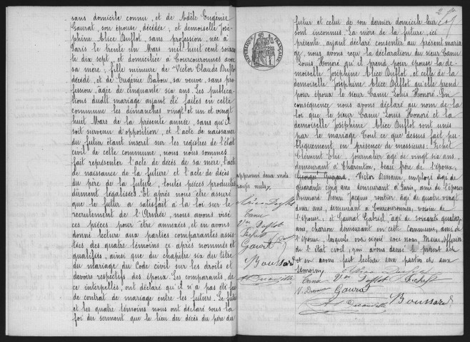 COURCOURONNES.- Naissances, mariages, décès : registre d'état civil (1897-1904). 