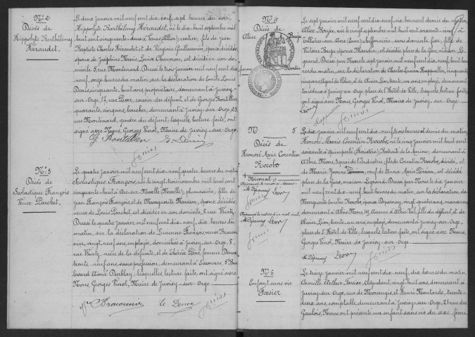 JUVISY-SUR-ORGE. - Décès : registre d'état civil. 