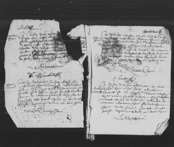 GUILLERVAL . Paroisse Saint-Gervais et Saint-Protais : Baptêmes, mariages, sépultures : registre paroissial (1668-1737). [Lacunes : B.M.S. (1670-1695)]. 