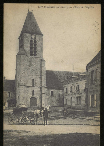 VERT-LE-GRAND. - Place de l'église. Imprimerie Edia, 1919. 