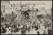 Dourdan .- Festival du 1er juillet 1906. L'harmonie du Journal, place du marché (juillet 1906). 