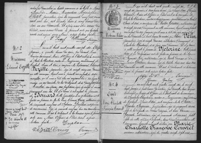 SAULX-LES-CHARTREUX.- Naissances, mariages, décès : registre d'état civil (1890-1896). 