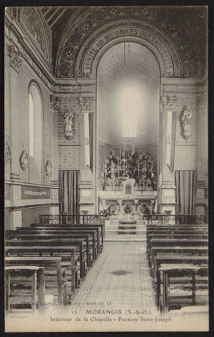 MORANGIS.- Pension Saint-Joseph : intérieur de la chapelle [1904-1919].