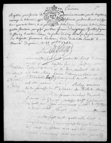 TIGERY. - Registre paroissial : registre des baptêmes, mariages et sépultures (1742-1792) 