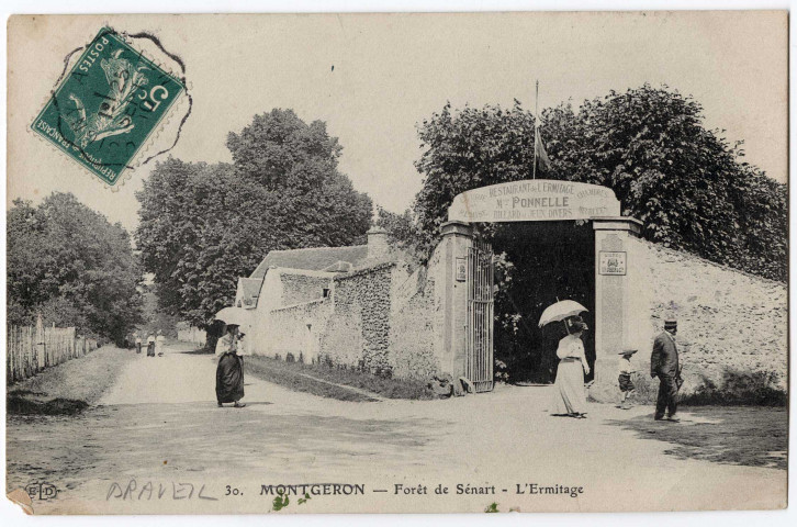 DRAVEIL. - Forêt de Sénart. L'Ermitage. ELD (1910), 1 mot, 5 c, ad. 