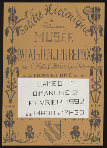 PALAISEAU. - Découverte du Musée palaisien du Hurepoix, Hôtel Brière, 1er février-2 février 1992. 