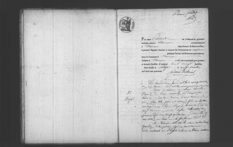 ETAMPES. Naissances : registre d'état civil (1841). 