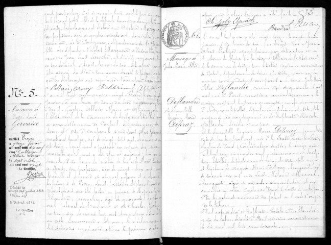SOISY-SUR-SEINE. Naissances, mariages, décès : registre d'état civil (1893-1896). 