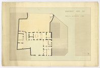 Plan du tribunal civil et de la sous-préfecture de CORBEIL (rez-de-chaussée) dressé par M. BLONDET, architecte du département de SEINE-ET-OISE, feuille 1, VERSAILLES, 1847. Sans éch. Coul. Dim. 0,65 x 0,96. 