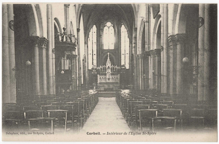 CORBEIL-ESSONNES. - Corbeil - Intérieur de l'église Saint-Spire. Editeur Delaplace. 