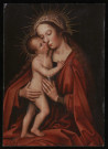 PALAISEAU. - Eglise Saint-Martin, vierge à l'enfant, panneau peint, école flamande, début XVIe siècle. Edition France Publicité, couleur. 