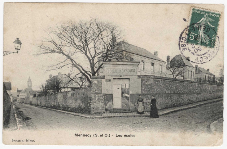 MENNECY. - Les écoles [Editeur Gourgeois, 1908, timbre à 5 centimes, 3B165/5]. 