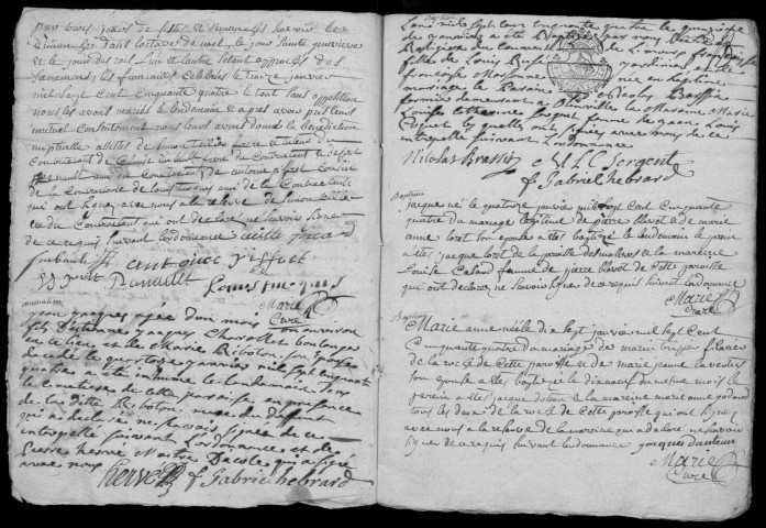 BRUYERES-LE-CHATEL. - Registre parossial : registre des baptêmes, mariages et sépultures (1754-1759). 
