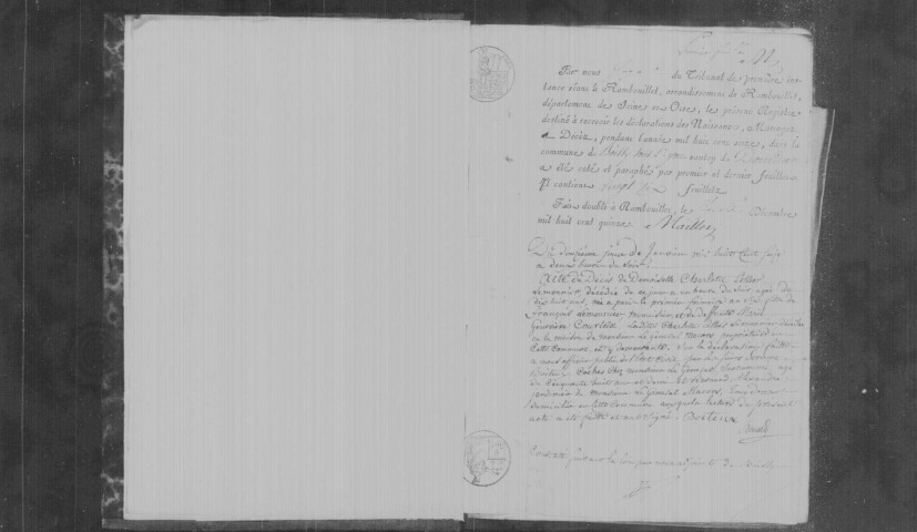 BOISSY-SOUS-SAINT-YON. Naissances, mariages, décès : registre d'état civil (1816-1823). 