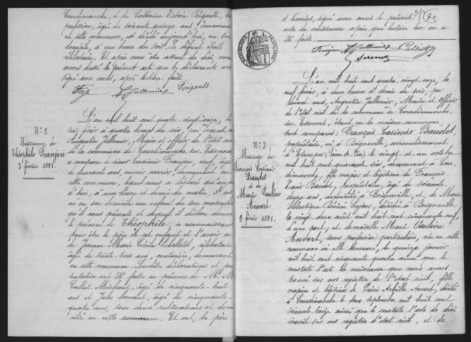 COURDIMANCHE-SUR-ESSONNE.- Naissances, mariages, décès : registre d'état civil (1891-1905). 