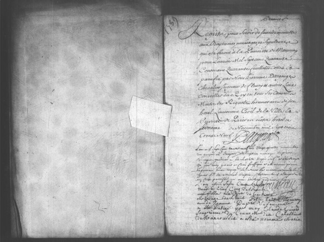 MARCOUSSIS. Paroisse Sainte-Madelaine : Baptêmes, mariages, sépultures : registre paroissial (1740-1752). 